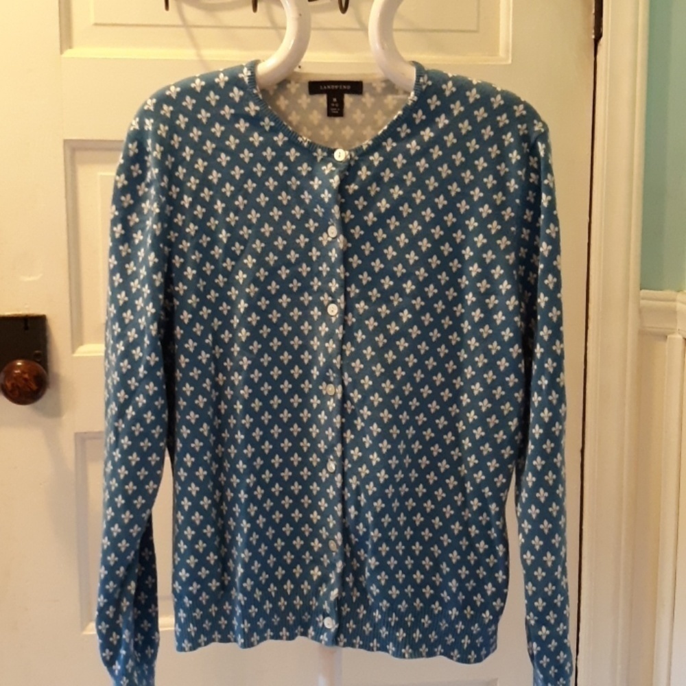 Lands End m button up sweater